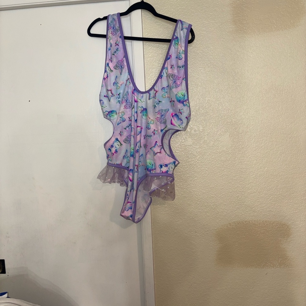 # Purple Mermaid Print Swimsuit/bodysuit